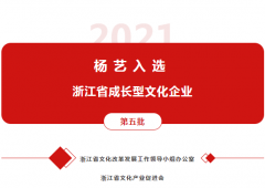 Z6官网入选 “浙江省成长型文化企业”